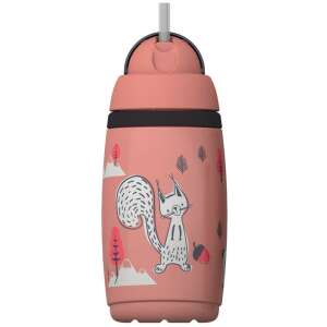 Tommee Tippee Superstar Hőtartó szívószálas ivópohár, 266 ml, 12 hónapos kortól, mókus mintával, rózsaszín - Tommee Tippee