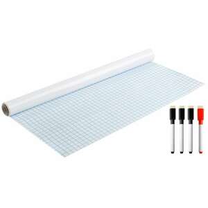 Tabla de scris tip folie autocolanta pentru perete, dimensiuni 45x200 cm, alb + 4 markere 58390780 Table autoadezive