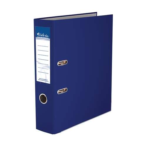 VICTORIA OFFICE Organizator de documente, 75 mm, A4, PP/carton, cu protecții pentru margini, VICTORIA OFFICE, "Basic", albastru închis