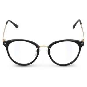 Navaris round blue light blocking glasses, black frame with gold accents - Men's Sunglass