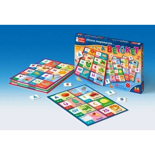 Keller & Mayer Játszva megismerjük a betűket társasjáték gyerekeknek, az ábécé tanulásához, memória játék, kirakós