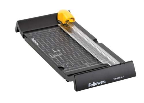 Fellowes Neutrino A5 paper trimmer, 5 sheet capacity, black and yellow