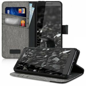 kwmobile Alcatel 3/3L (2019) gray wallet case with card slots and stand - Phone Case