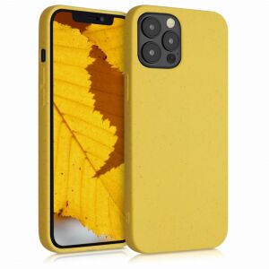 Kalibri iPhone 12/12 Pro Yellow Plant Fiber Case - Angled View - Nonbrand Phone Case