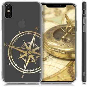 kwmobile iPhone X / XS Case with Compass Design, Gold - Nonbrand Phone Case