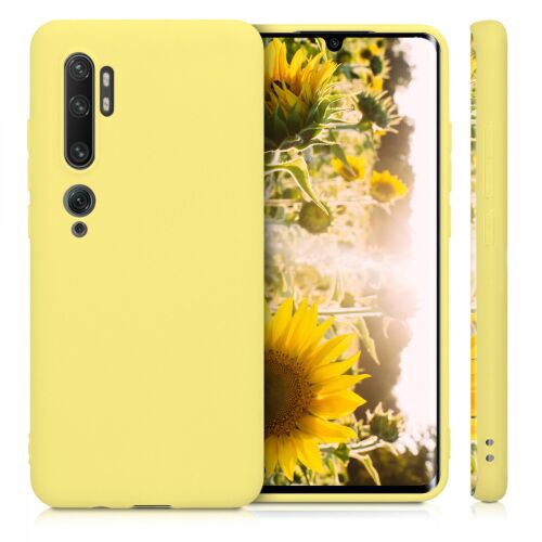 kwmobile Xiaomi Mi Note 10/10 Pro Sárga Szilikon Tok - Szögletes nézet telefonnal 