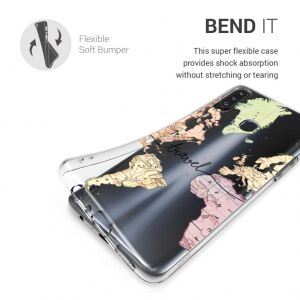 kwmobile Samsung Galaxy A20s case with world map design, flexible and shock-absorbing - Phone Case