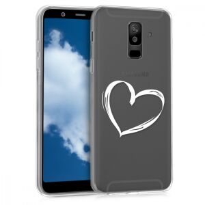 kwmobile Samsung Galaxy A6+ (2018) case - transparent with white heart design - Phone Case