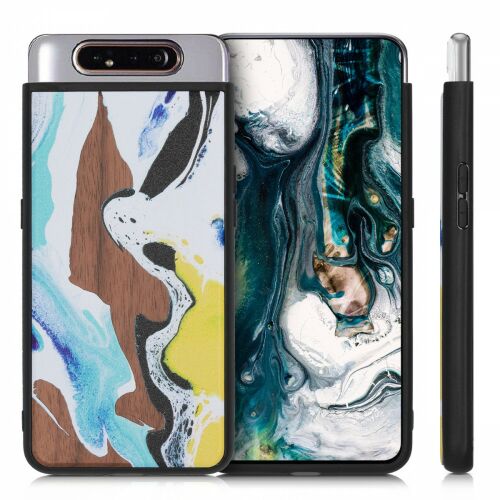 KWmobile Samsung Galaxy A80 Barna Fa Mintás Tok 