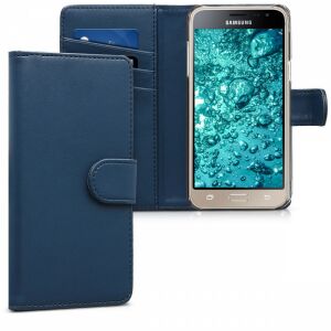 KWmobile Samsung Galaxy J3 (2016) blue leather wallet case with card slots - Kwmobile