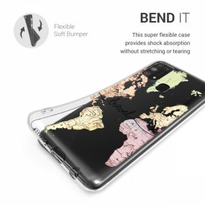 kwmobile Samsung Galaxy M31 case, flexible TPU cover with world map design - Phone Case