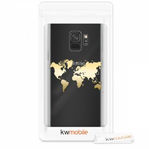 kwmobile Samsung Galaxy S9 case, world map design, transparent silicone - Phone Case