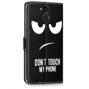 KWmobile Blackview P2 black faux leather wallet case with 'Don't Touch My Phone' design - Phone Case