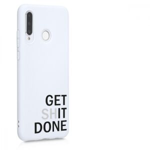 kwmobile Huawei P30 Lite white silicone case with 'Get Shit Done' design - Phone Case