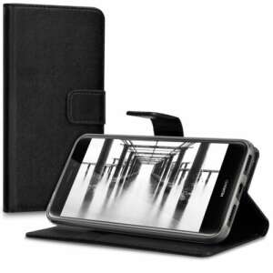 Black leather wallet case for Huawei P9 Lite (2017) with stand function - Phone Case