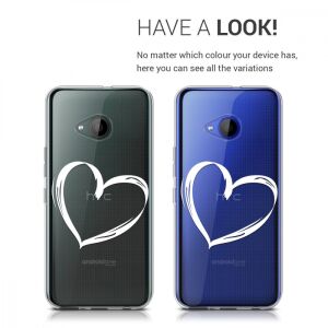 kwmobile Силиконов калъф за HTC U11 Life - Бяло сърце - Технически статии и електроника