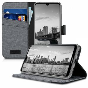 kwmobile Huawei Y7 Pro (2019) Grey Textile Wallet Case with Stand Function - Phone Case
