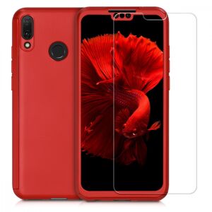 kwmobile Huawei Y9 (2019) red full protection case with screen protector on phone - Phone Case