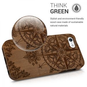 kwmobile iPhone 5/5s/SE (2016) wooden case with compass design - Nonbrand Phone Case