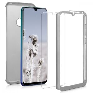 kwmobile silver 360 case and screen protector for Huawei Y7 (2019) / Y7 Prime (2019) angled view - Phone Case