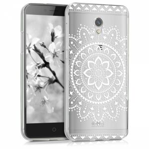 KWmobile ZTE Blade V7 clear mandala phone case on phone with floral background - Phone Case