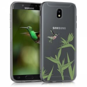 kwmobile Samsung Galaxy J5 (2017) case on phone, hummingbird and bird of paradise design - Phone Case