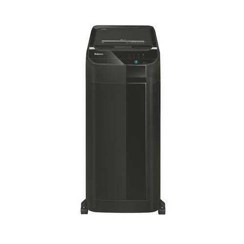 FELLOWES AutoMax™ 550C paper shredder, black, front view