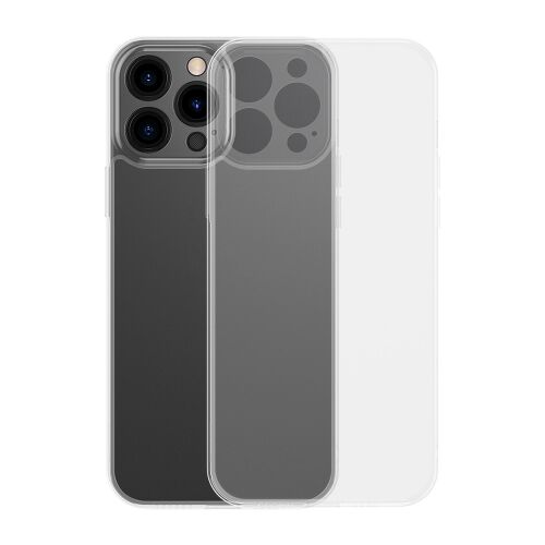 Baseus Frosted Glass Case for iPhone 13 Pro Max, transparent, front and back view