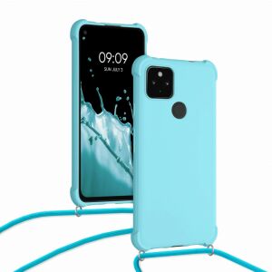kwmobile Google Pixel 4a 5G blue silicone case with neck strap - Phone Case