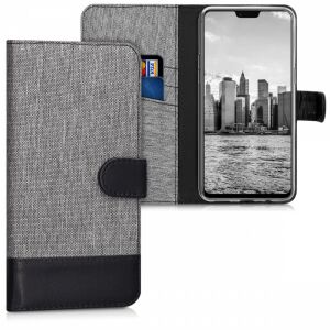 KWmobile Oppo R15 grey textile wallet case with card slots - Phone Case
