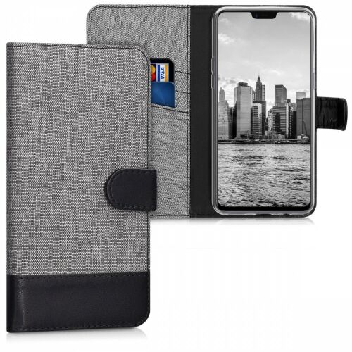 KWmobile Oppo R15 grey textile wallet case with card slots