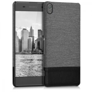 kwmobile Grey Canvas and Faux Leather Case for Sony Xperia XA - Phone Case