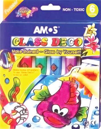 Súprava farieb na sklo AMOS, AMOS, 6 rôznych farieb