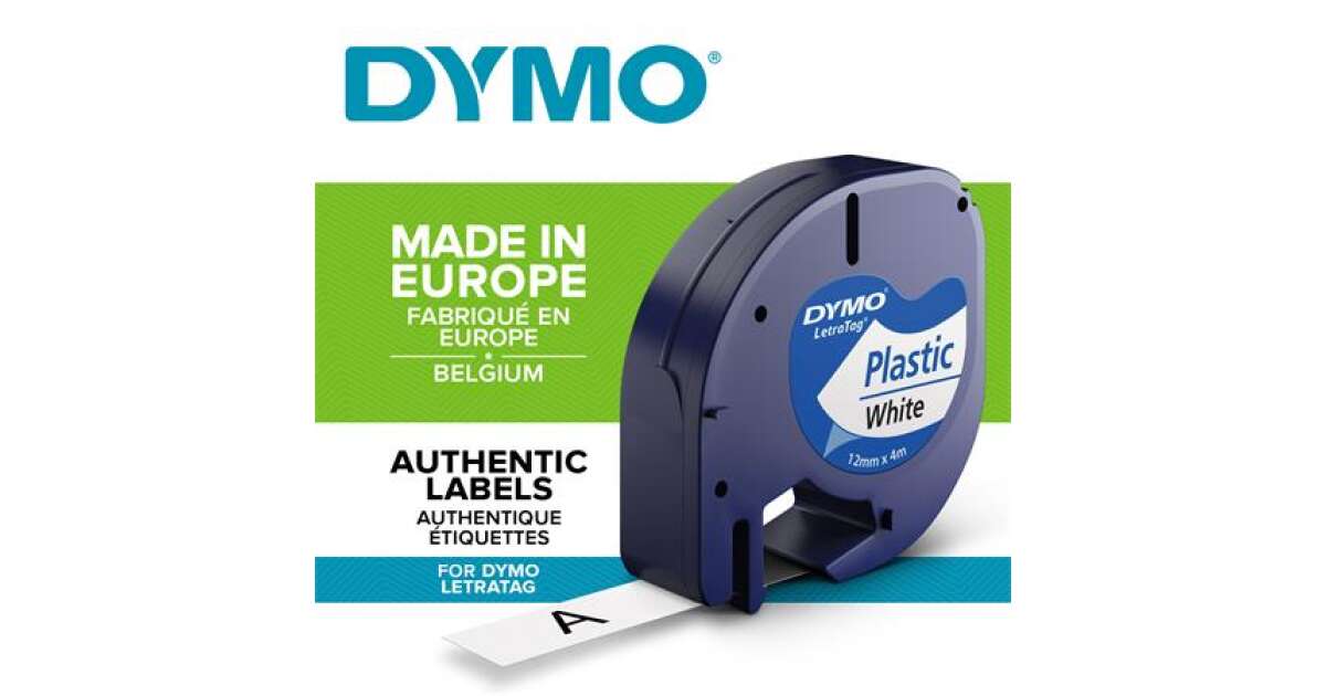 DYMO Lettering machine tape, 12 mm x 4 m, DYMO "Letratag"