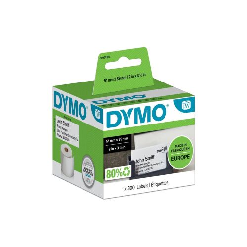 DYMO LW 51x89 mm nem öntapadó etikettek etikettnyomtatókhoz, 300 etikett csomagonként