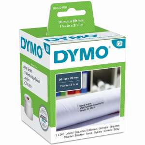 DYMO LabelWriter LW label rolls, 36mm x 89mm, 260 labels per roll, 2 rolls per pack - Label Maker and Tape