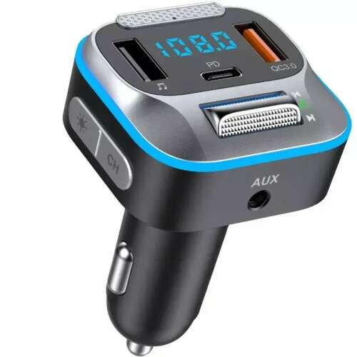 HiGi® - T73 szivargyújtóba dugható FM transzmitter &amp; autós USB-s gyorstöltő 58497012 - Szivargyújtós adapter és elosztó