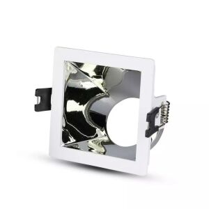 V-TAC GU10 LED spotlámpa keret, fehér+króm fix lámpatest - SKU 3168 136482624 - V-TAC