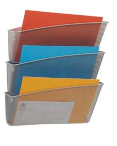 ALBA Dokumentenbehälter, Wand, Drahtmetall, 3 Fächer, ALBA, silber 31560214 Broschürenhalter