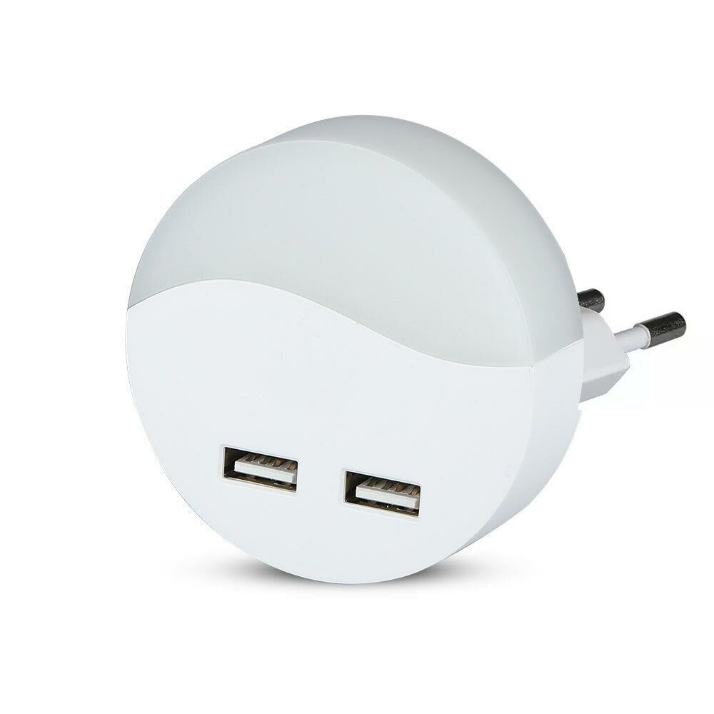 Lampka wtykowa do gniazdka V-TAC Lampka nocna do gniazdka LED USB 3000K