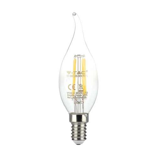 V-TAC 4W E14 természetes fehér filament C35 LED gyertyaláng égő