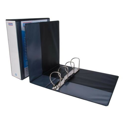 DONAU A4 Black Ring Binder with 4 D-Rings, 80mm spine, panoramic view