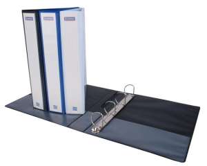 DONAU 4 ring binder, A4 size, blue, panoramic, 63mm spine, with pockets - Ring binder