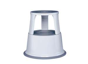 WEDO Rolling Steel Stool, light gray, 150kg capacity, for kitchen, workshop, garage, home, office - Ladder and Step Stool