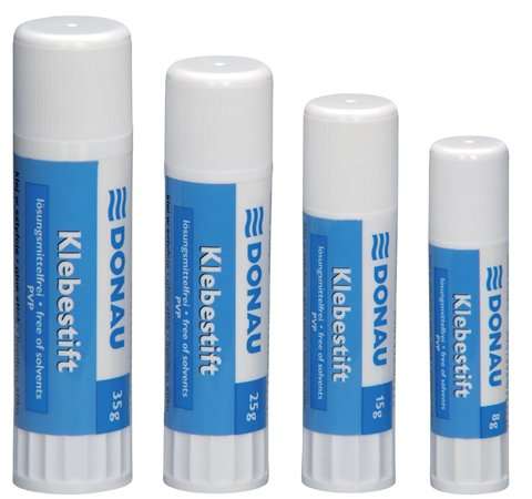 DONAU Glue Stick, 35g, 25g, 15g, 8g, solvent-free, for paper, cardboard, photos, textiles