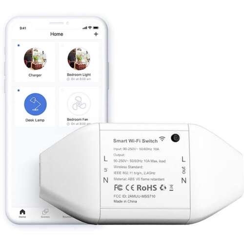 Meross MSS710HK okos Wi-Fi kapcsoló, fehér, távoli vezérlésre lámpákhoz és készülékekhez