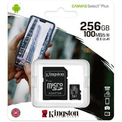 Karta pamięci Kingston Canvas Select Plus 256GB microSDXC z adapterem SD, kompatybilna z urządzeniami z Androidem