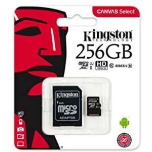 Micro SD kártya Kingston 256GB Canvas Select UHS-I Class10 MB+adapter SDCS2/256GB 58550579 