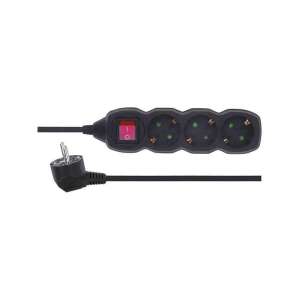 Emos 1.5m 3-socket extension cord with switch, black - Electrical Installation