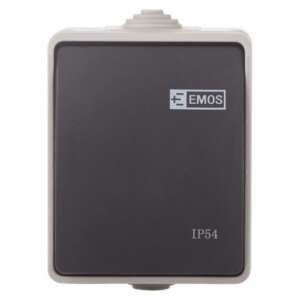 Emos 250V/10A IP54 two-way switch, grey-black - Light Switch